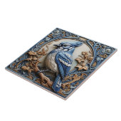 Blue Jay - Art Nouveau Keramische Tegel Tegeltje (Zijkant)
