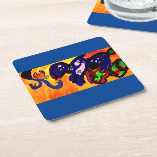 Blue Jay Autumn Gold Magnet Bewaar de datum Kartonnen Onderzetters (Schuin)