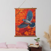 Blue Jay Autumn Leaves Nature Tapestry Hangend Wandkleed (Slaapkamer)