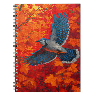 Blue Jay Autumn Maple Flight Art Notitieboek