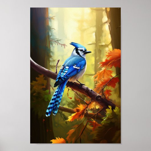 Blue Jay Bird Art Poster (Voorkant)
