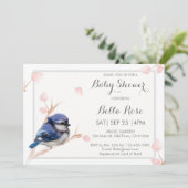 Blue Jay Bird Baby Shower-uitnodigingen Kaart (Staand voorkant)
