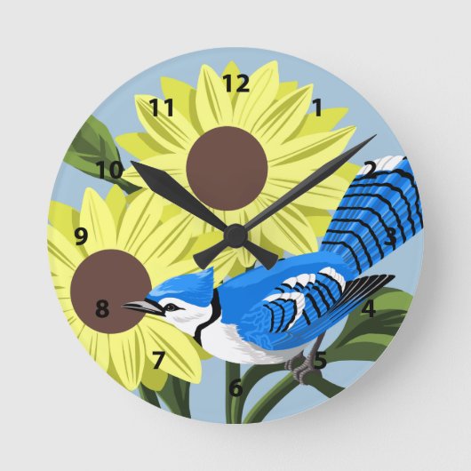 Blue Jay Bird Clocks Ronde Klok (Voorkant)