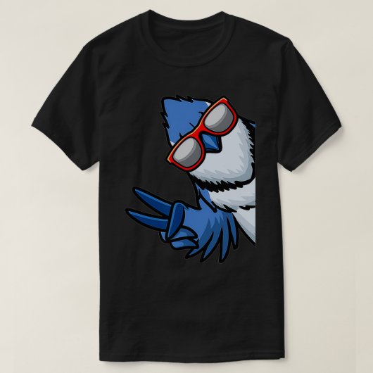 Blue Jay Bird Cyanocitta Cristata van zijkant met T-shirt (Design voorkant)