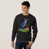 Blue Jay Bird Easter Egg Hunt Bunny Blue Jay Easte Trui (Voorkant volledig)