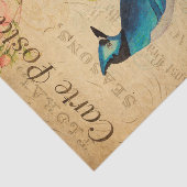  Blue Jay Bird Flowers French Tissuepapier (Detail)