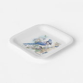 Blue Jay Bird Flowers Springtime Birthday Name Papieren Bordje (Gebogen)