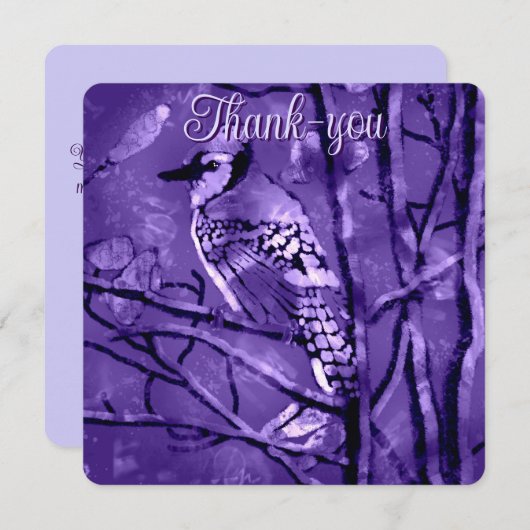 Blue Jay Bird op Tree Branch Bedankt Kaart (Voorkant / Achterkant)