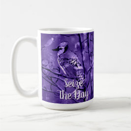 Blue Jay Bird Purple Abstract Art Personalized Koffiemok