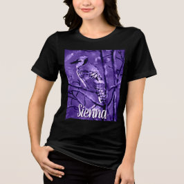 Blue Jay Bird Purple Abstract Art Personalized Tri-Blend Shirt