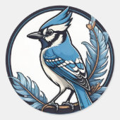Blue Jay Bird Ronde Sticker (Voorkant)