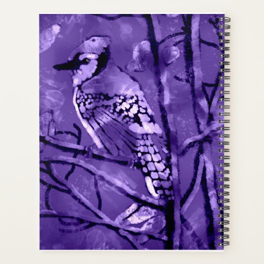 Blue Jay Bird Roze Abstracte kunst gepersonaliseer Planner (Achterkant)