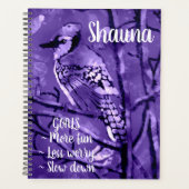 Blue Jay Bird Roze Abstracte kunst gepersonaliseer Planner (Voorkant)