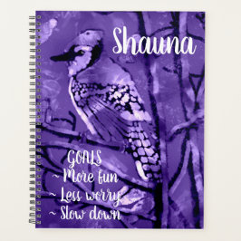Blue Jay Bird Roze Abstracte kunst gepersonaliseer Planner