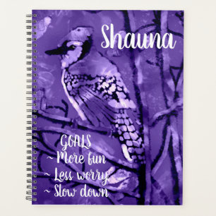 Blue Jay Bird Roze Abstracte kunst gepersonaliseer Planner