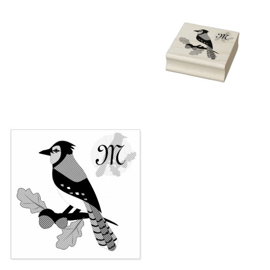  Blue Jay Bird Rubberstempel (Gestempeld)