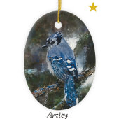 Blue Jay Bird Schilderij Custom Year Christmas Keramisch Ornament