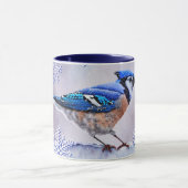 Blue Jay Bird Snowflake Winter Art Mok (Midden)