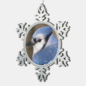Blue Jay - Bird Tin Sneeuwvlok Ornament (Rechts)