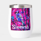 Blue Jay Bird Tree Branch Pink Personalized  (Achterkant)