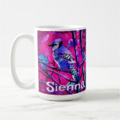 Blue Jay Bird Tree Branch Pink Personalized  Koffiemok (Links)