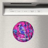 Blue Jay Bird Tree Branch Pink Personalized Magneet (Insitu (Vaatwasser))