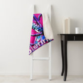 Blue Jay Bird Tree Branch Pink Personalized  Sherpa Deken (In situ)