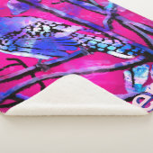 Blue Jay Bird Tree Branch Pink Personalized  Sherpa Deken (3/4)