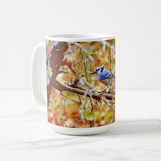 Blue Jay Bird Tree Natuur Art Mok Cup (Voorkant links)