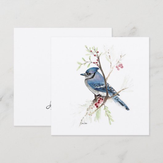 Blue Jay Bird Waterverf (Voorkant / Achterkant)