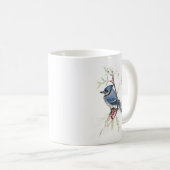 Blue Jay Bird Waterverf Art Coffee Mok (Voorkant rechts)
