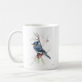 Blue Jay Bird Waterverf Art Coffee Mok (Links)