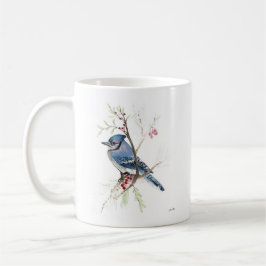 Blue Jay Bird Waterverf Art Coffee Mok