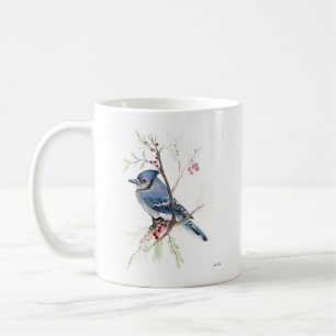 Blue Jay Bird Waterverf Art Coffee Mok