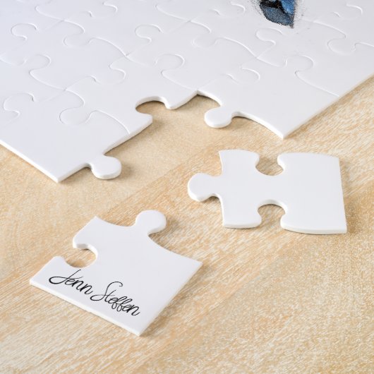 Blue Jay Bird Waterverf Art Jigzaag Puzzle Legpuzzel (Zijkant)