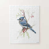 Blue Jay Bird Waterverf Art Jigzaag Puzzle Legpuzzel (Verticaal)