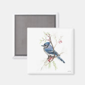 Blue Jay Bird Waterverf Art Magnet (Voorkant / Achterkant)