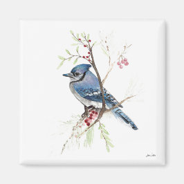 Blue Jay Bird Waterverf Art Magnet