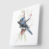Blue Jay Bird Waterverf Art Square Wall klok (Hoek)