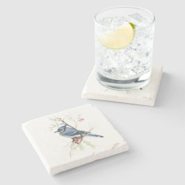 Blue Jay Bird Waterverf Art Stone Onderzetter