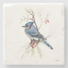 Blue Jay Bird Waterverf Art Stone Onderzetter