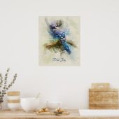 Blue Jay bird waterverf illustration Poster (Keuken)