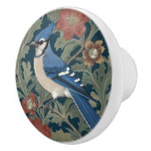 Blue jay Bird William Morris stijl Left BlueJay Keramische Knop (Rechts)