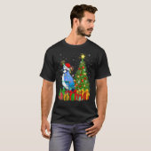 Blue Jay Bird   Xmas Holiday Santa Blue Jay Christ T-shirt (Voorkant volledig)