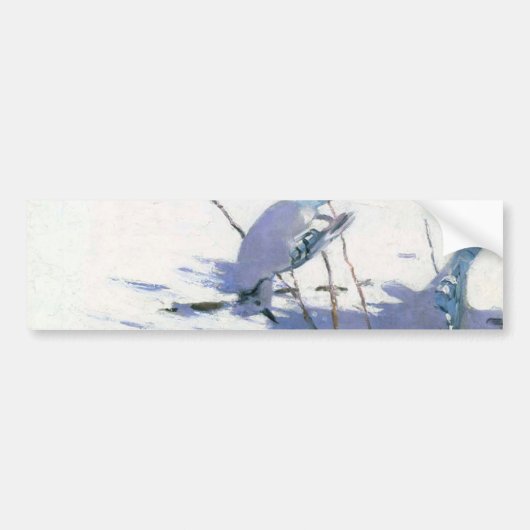 Blue Jay Birds in een winterlandschap Bumpersticker (Voorkant)