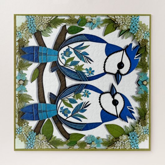 Blue Jay Birds Paper Art Legpuzzel (Horizontaal)