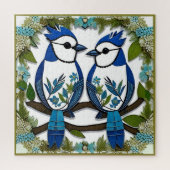 Blue Jay Birds Paper Art Legpuzzel (Verticaal)
