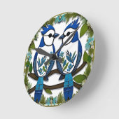 Blue Jay Birds Paper Art Ronde Klok (Hoek)
