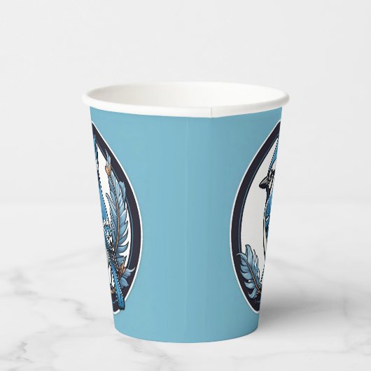 Blue Jay Blue Bird Blue Papieren Bekers (Rechts)