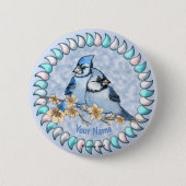 Blue Jay Branch Ronde Button 5,7 Cm (Voorkant)
